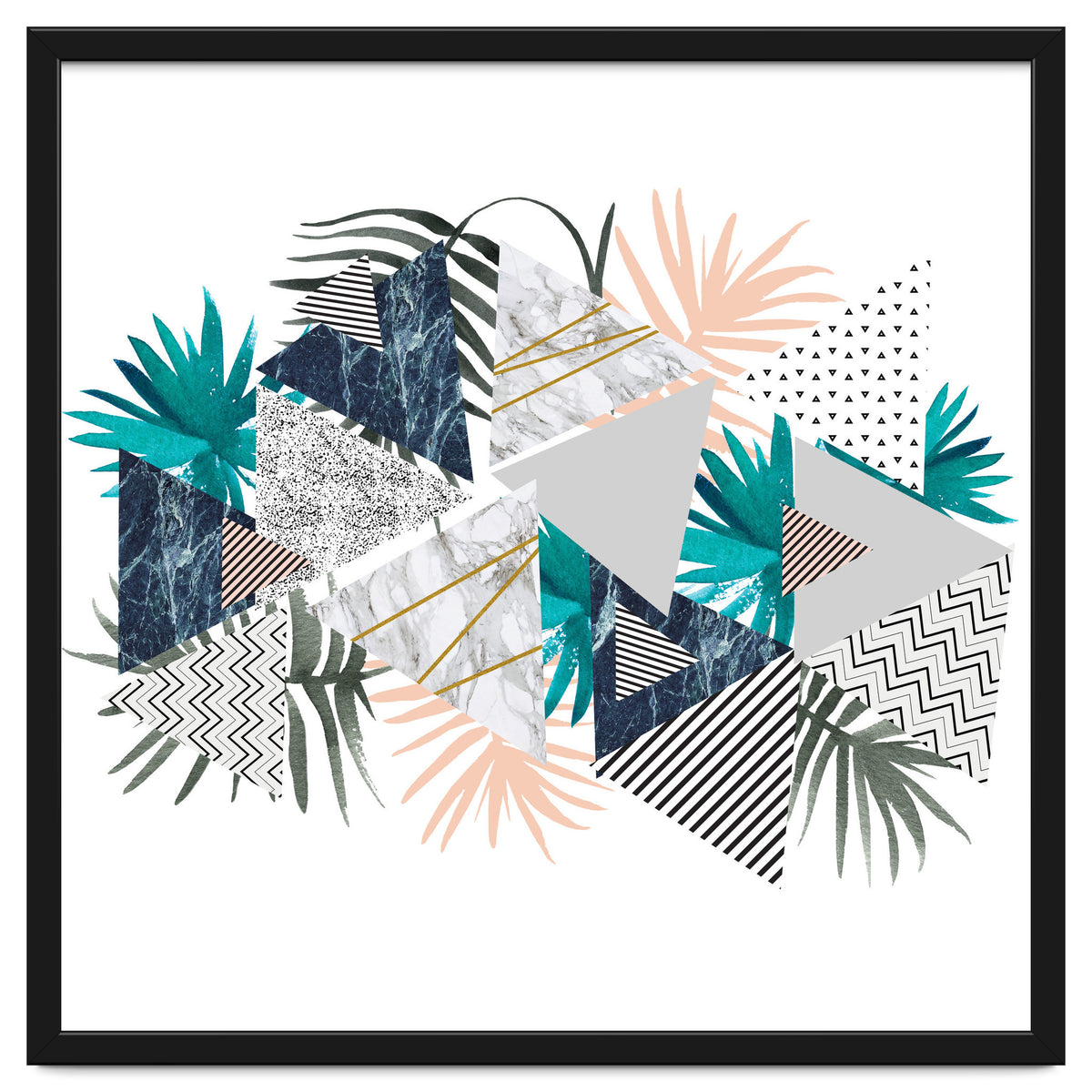 Abstract of geometric patterns with plants and marble I