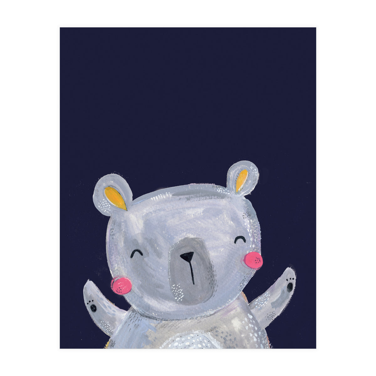 Woodland Bear On Navy (Print Only)