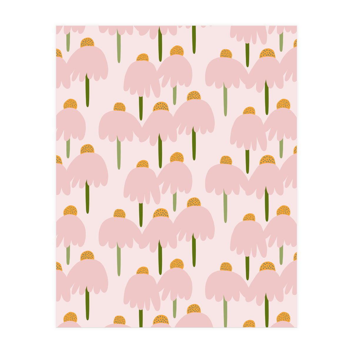 Pastel Pink Flower Pattern  (Print Only)