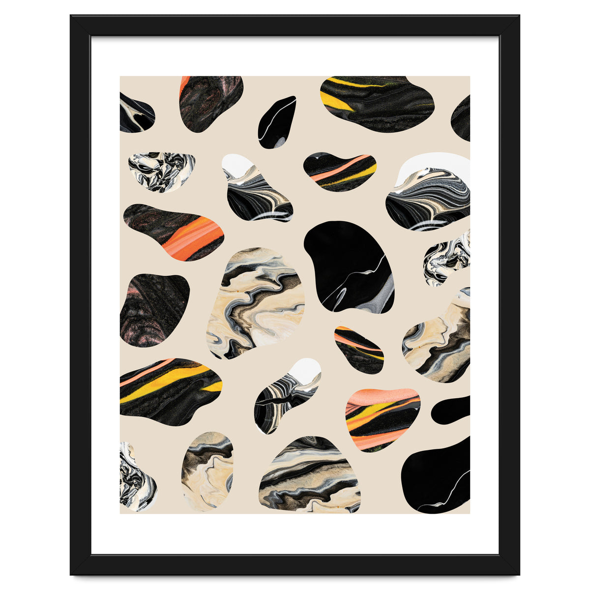 Marble Jelly Beans, Abstract Shapes Nature Eclectic Textures, Precious Stones Agate Dark Mystery