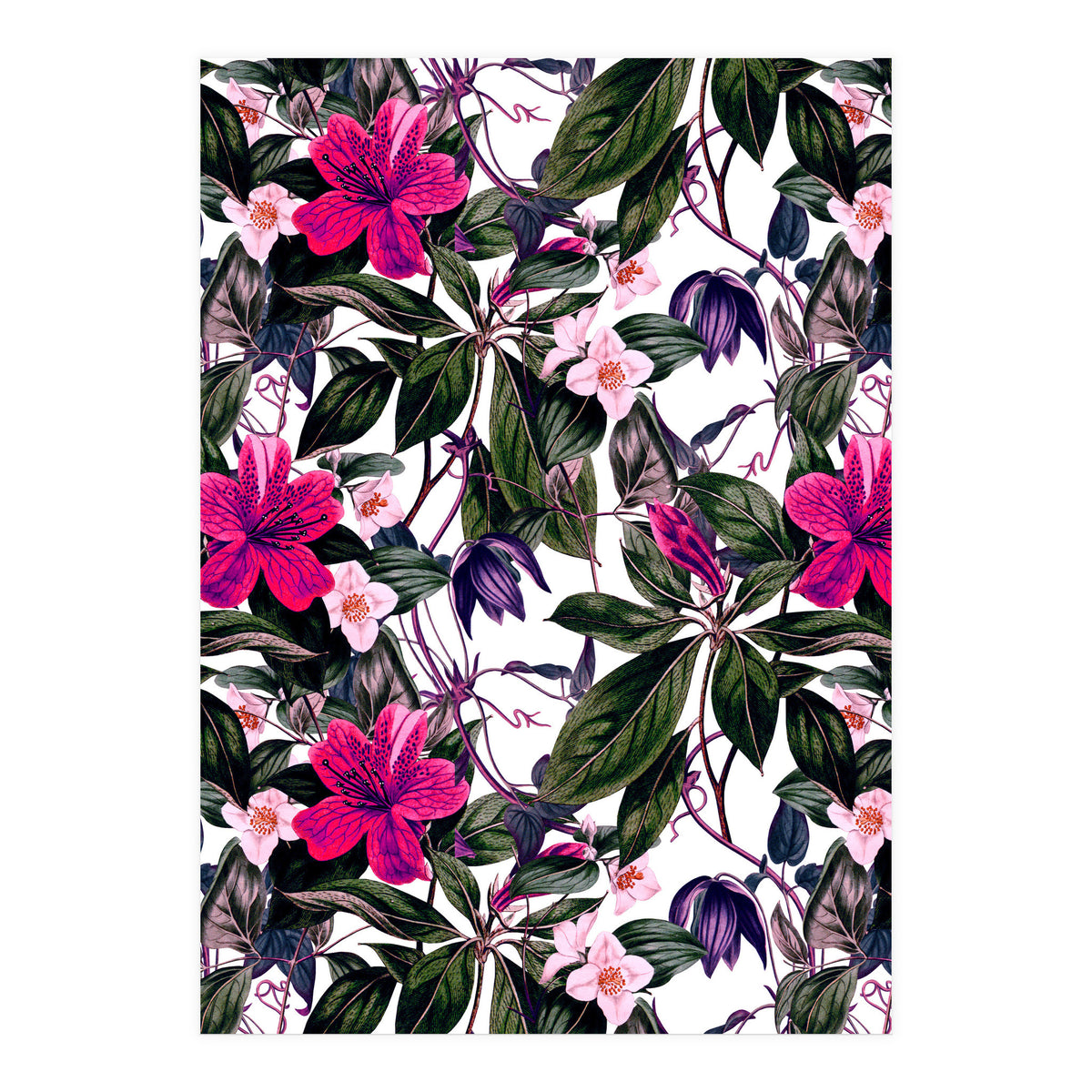 Pattern antique botanical flowers (Print Only)