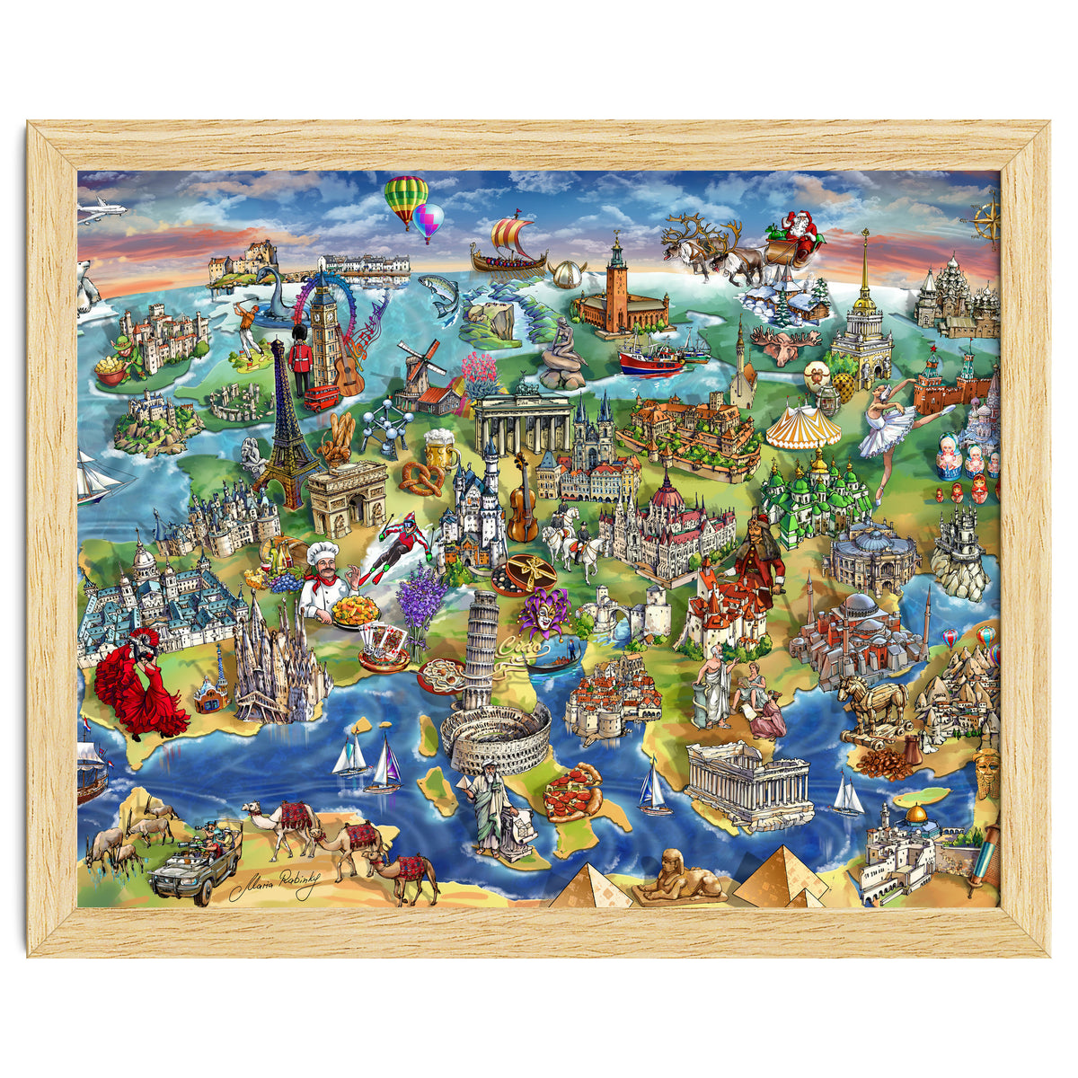 European World Wonders Illustrated Map