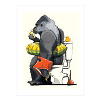 Gorilla on the Toilet, Funny Bathroom Humour (Print Only)