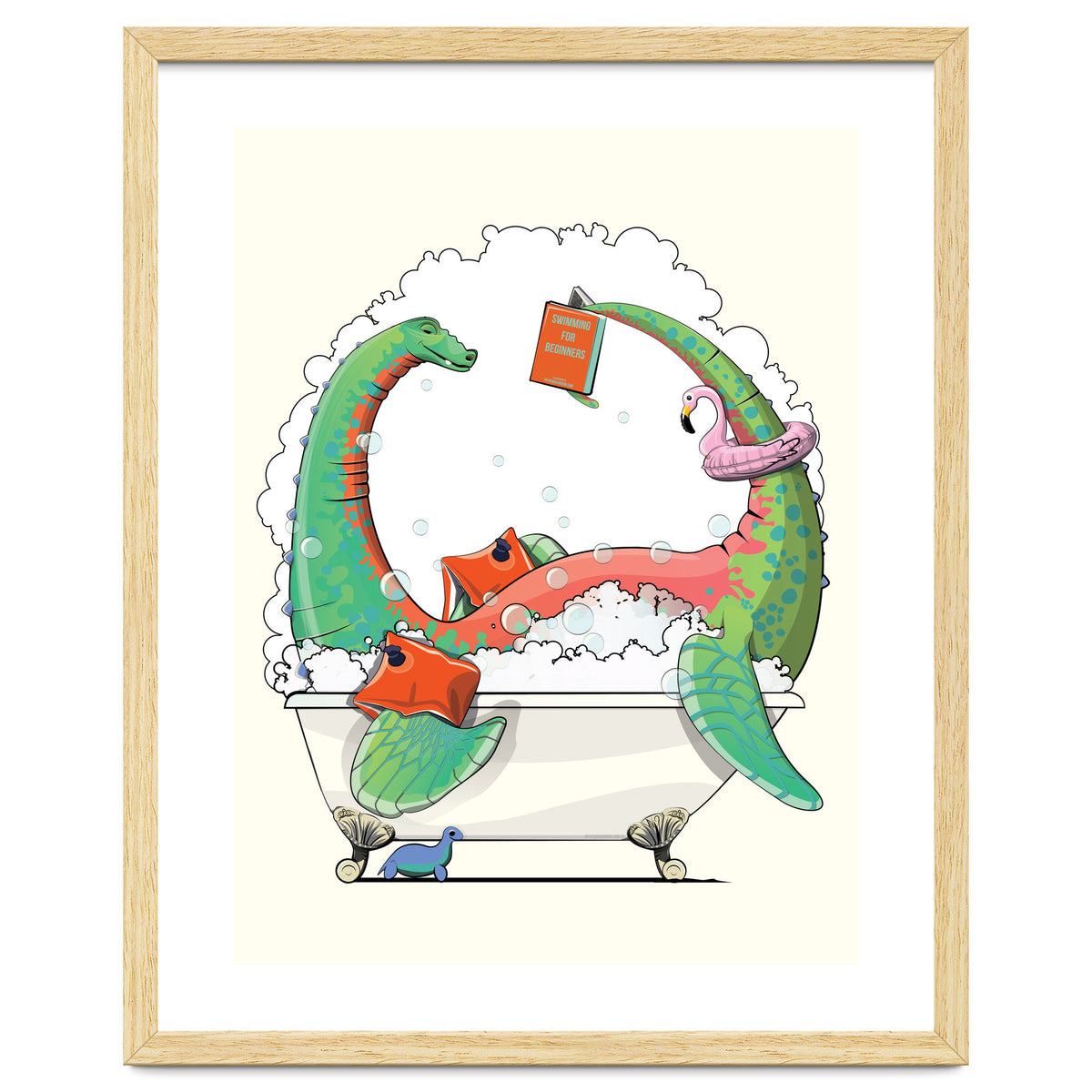 Dinosaur Plesiosaurus in the Bath, funny bathroom humour