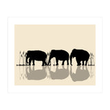 Elephants Crossing Water (Print Only) thumbnail