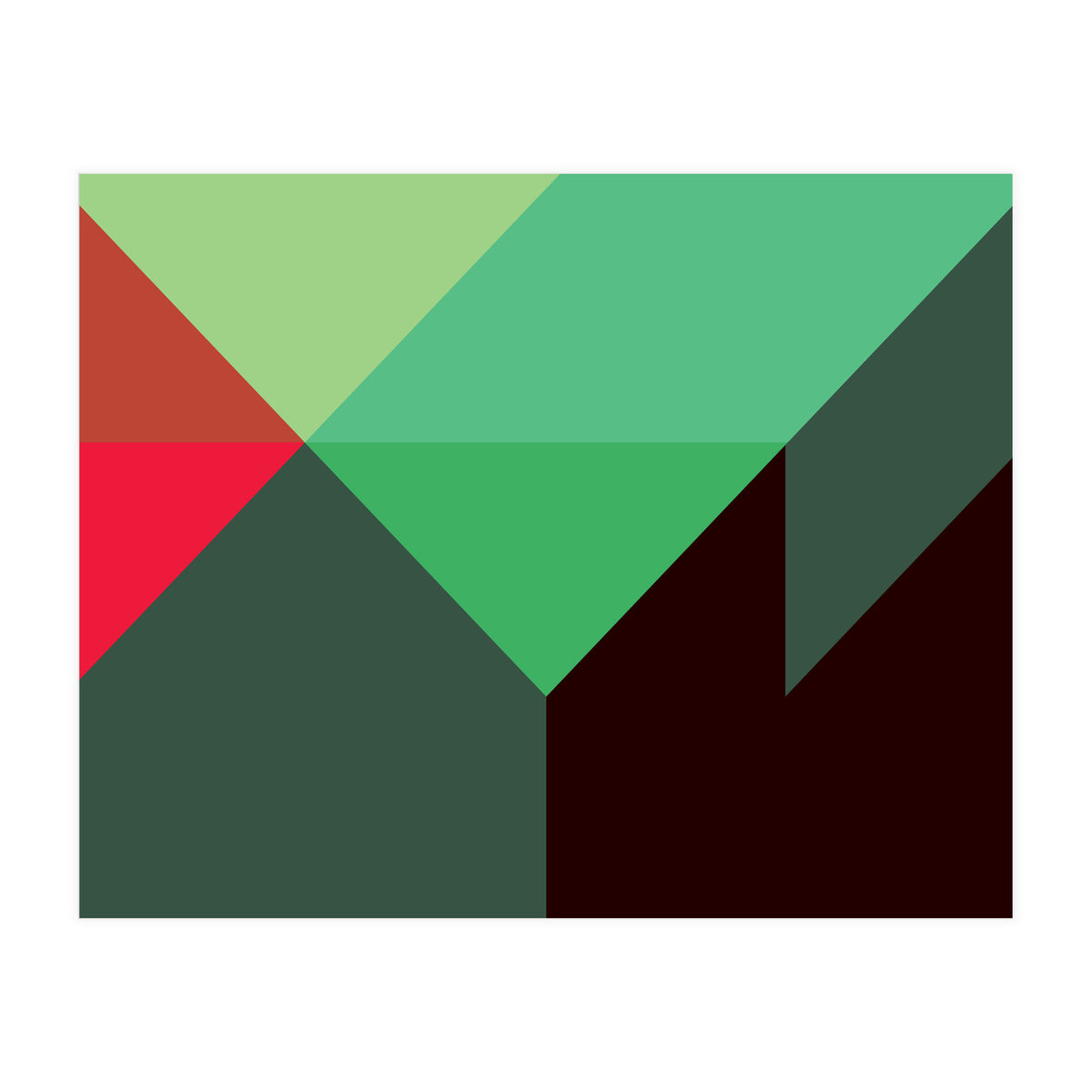 Geometric Shapes No. 30 - red, green & black (Print Only)