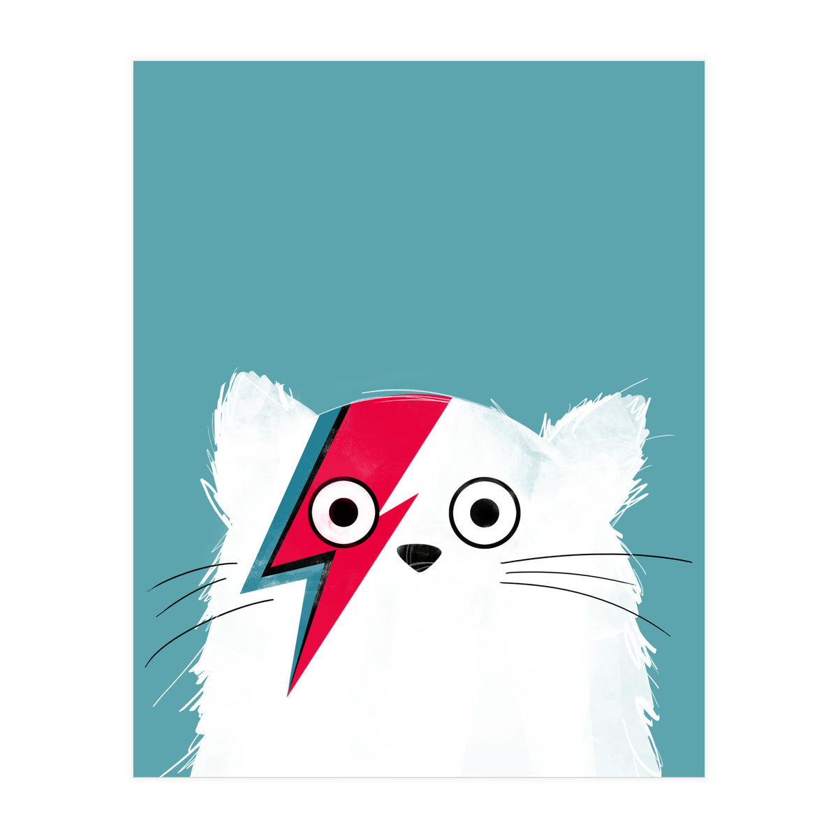 Doozal Cat Bowie White (Print Only)