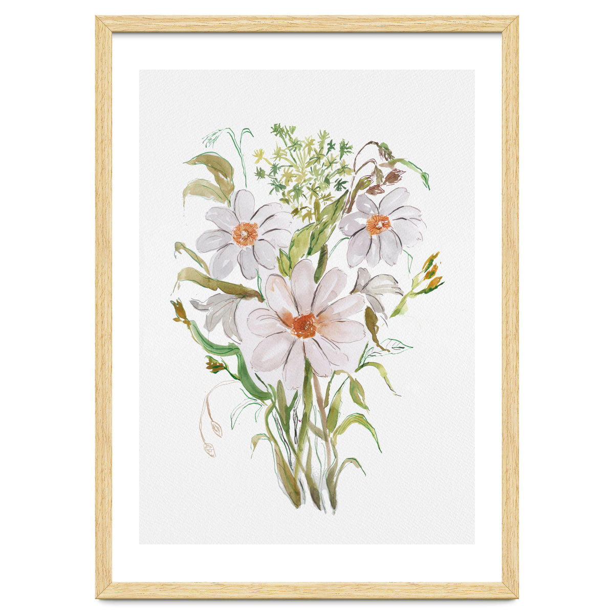 Watercolor White Florals