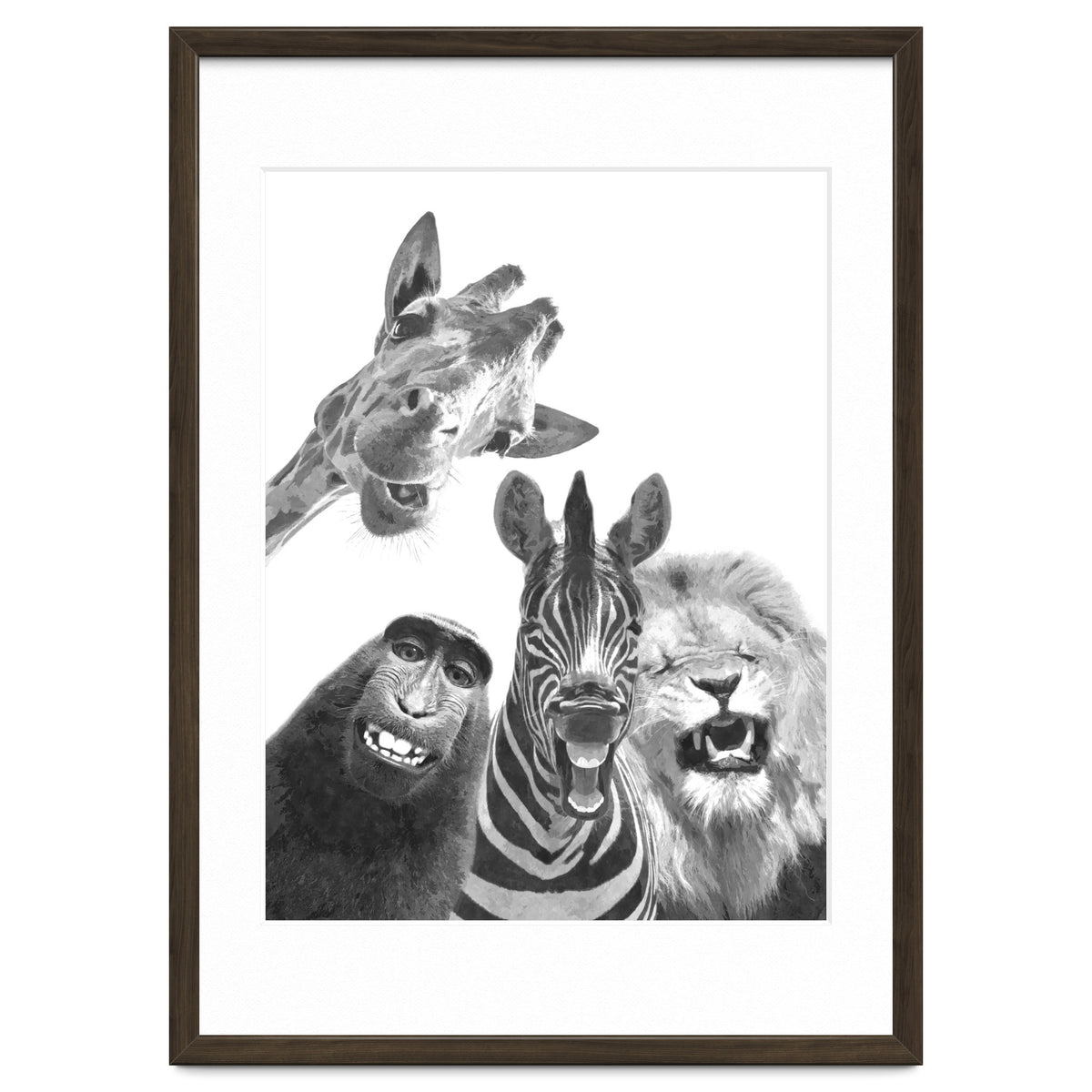 Black and White Jungle Animal Friends