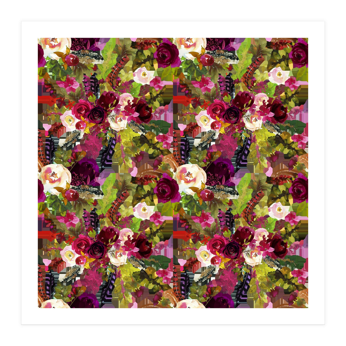 Water Colour Rose Pattern (Print Only)
