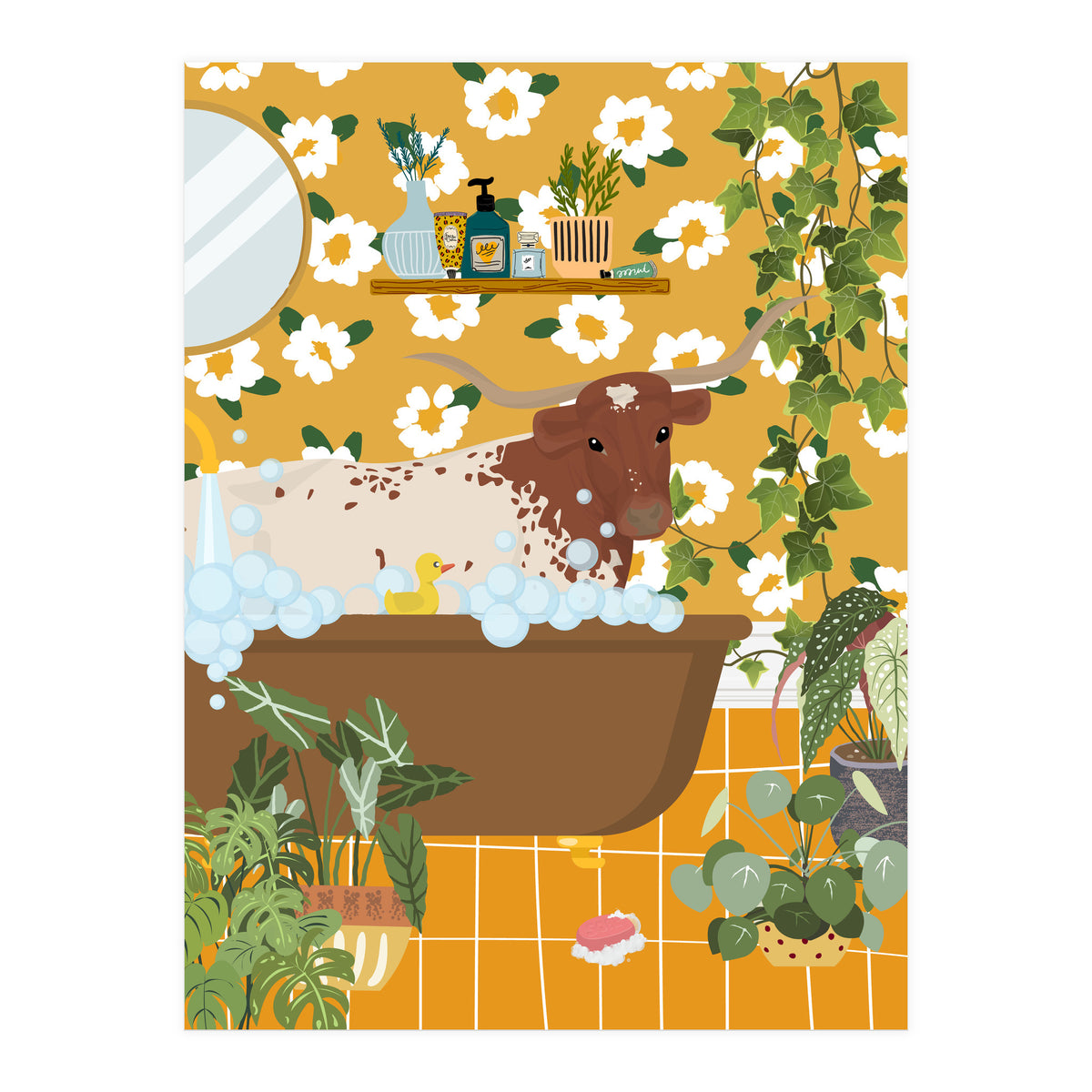 Texas Longhorn in My Bathtub (Print Only)