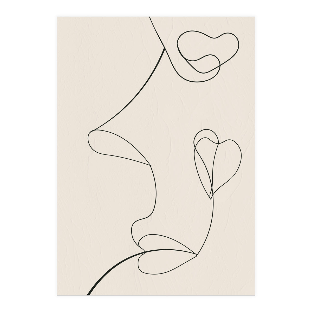 Continuous Line Art Face Drawing Floral Shapes (Print Only)