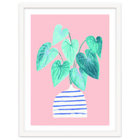 minimal house plant painting in stripy vase