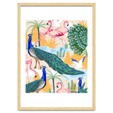 Utopia, Tropical Wildlife Animals, Flamingo Peacock Seagull Vintage Botanical Palm thumbnail