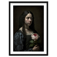 Sad Young Woman Moody Vintage Dark Painting