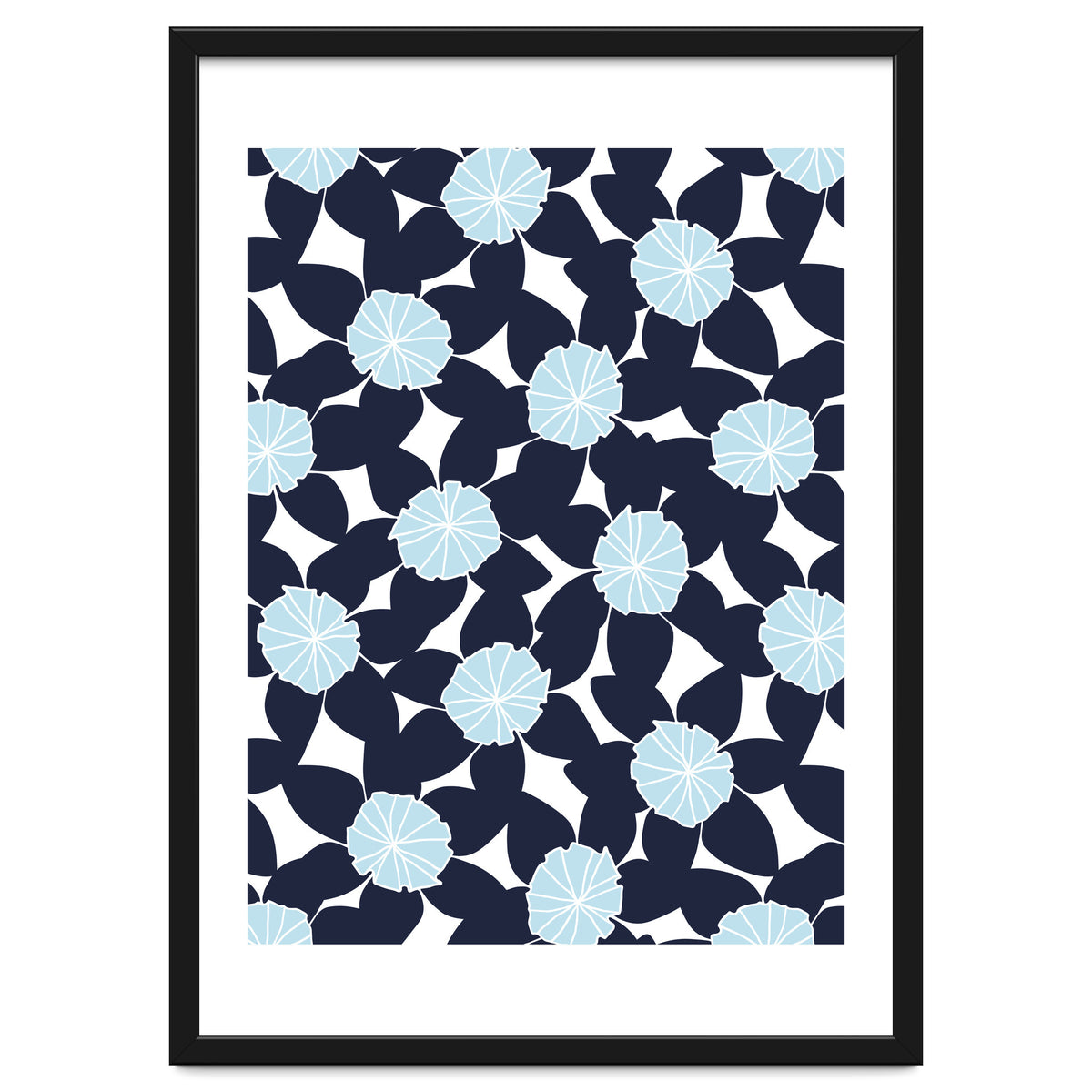 Pastel Blue Abstract Flower Pattern
