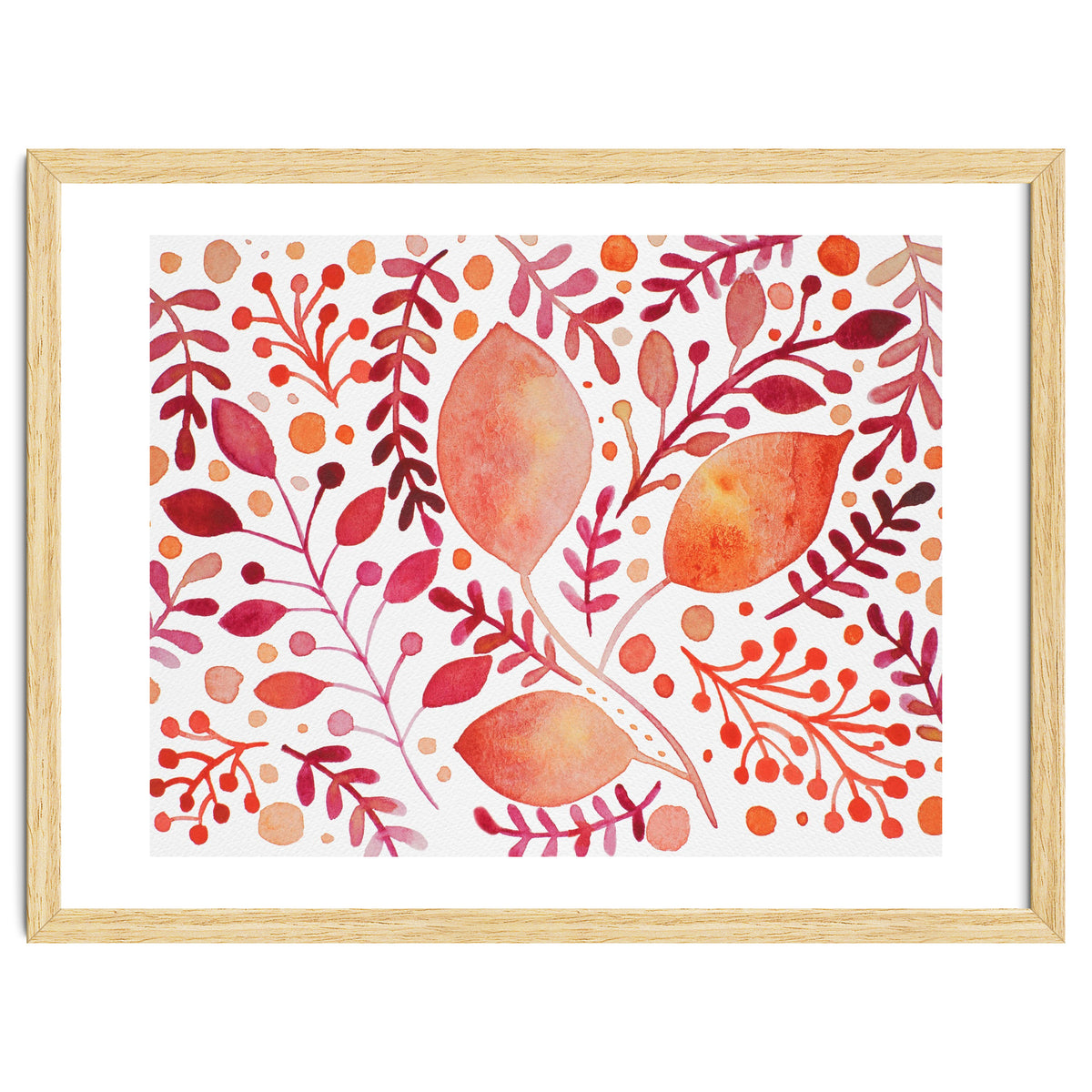 Watercolor branches and leaves - autumn palette