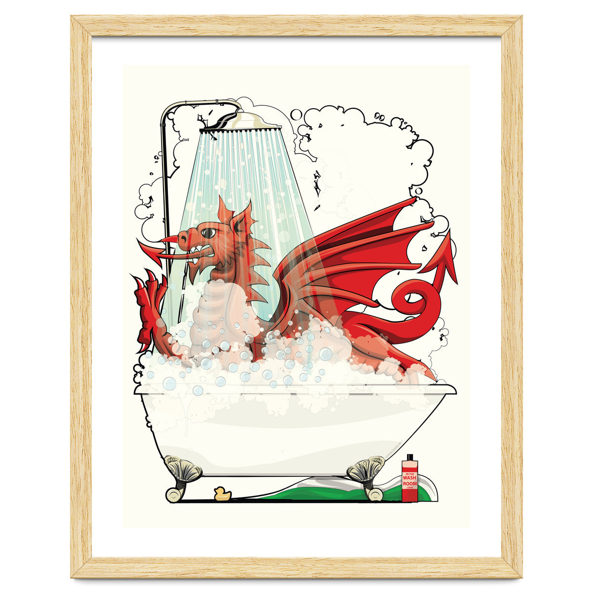 Welsh Dragon in the Bath, Funny Bathroom Humour, Wales, Britain, United Kingdom