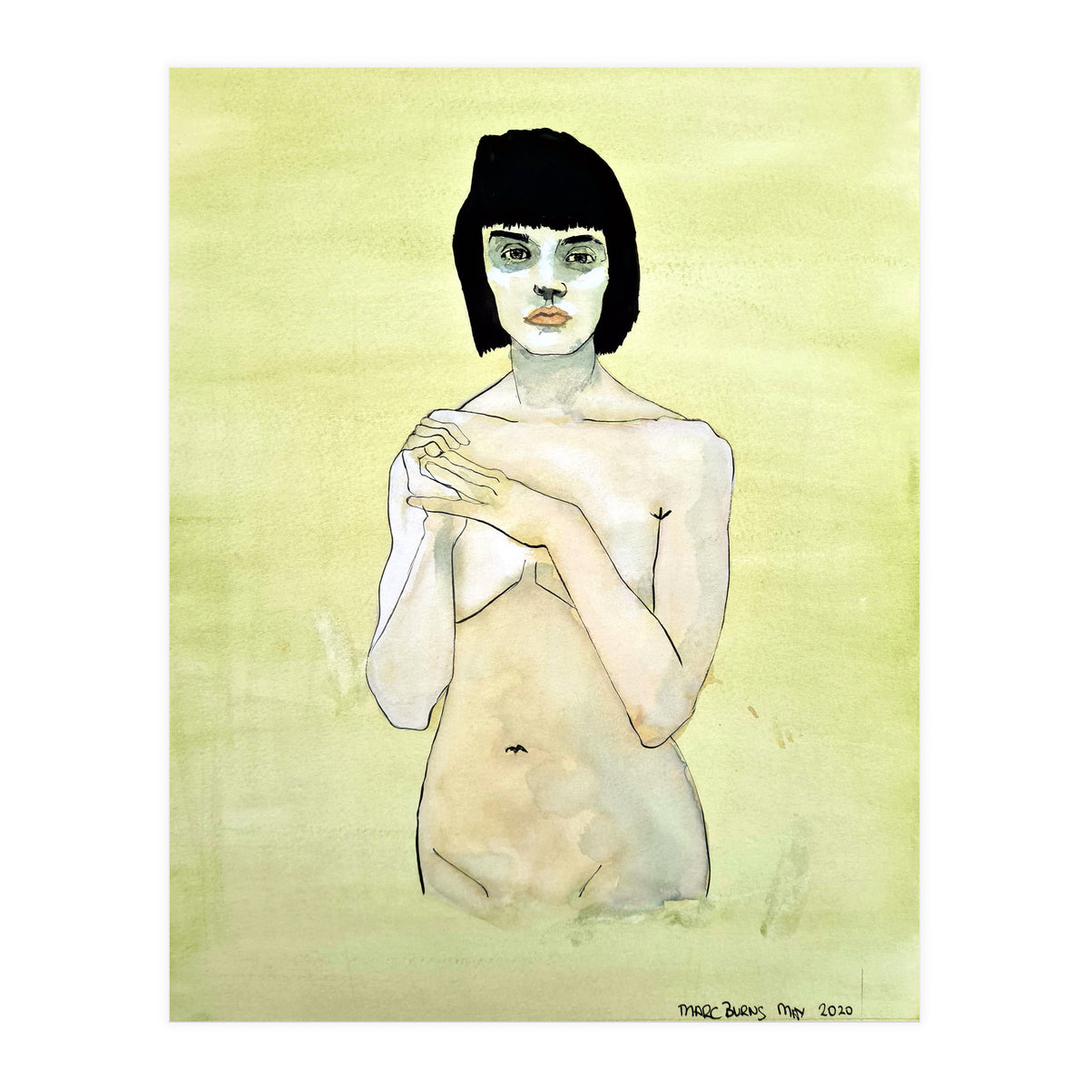 Untitled #75 Nude on a yellow-green ground (Print Only)