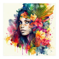 Watercolor Tropical Woman #17 (Print Only)