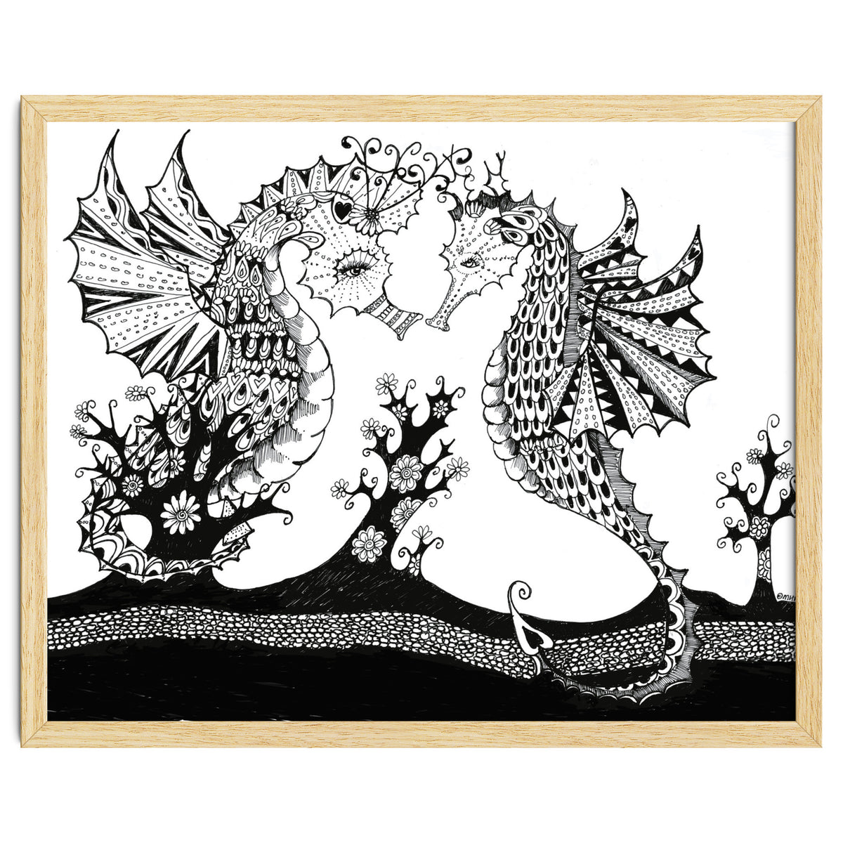Seahorse Dragons Love Illustration