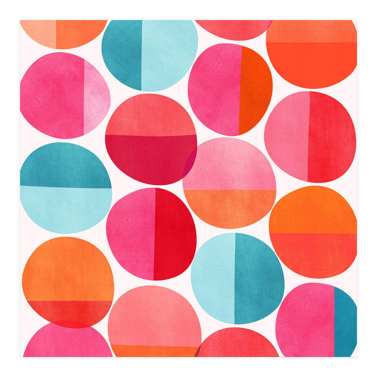 Mid Century Pink and Orange Dots (Print Only)
