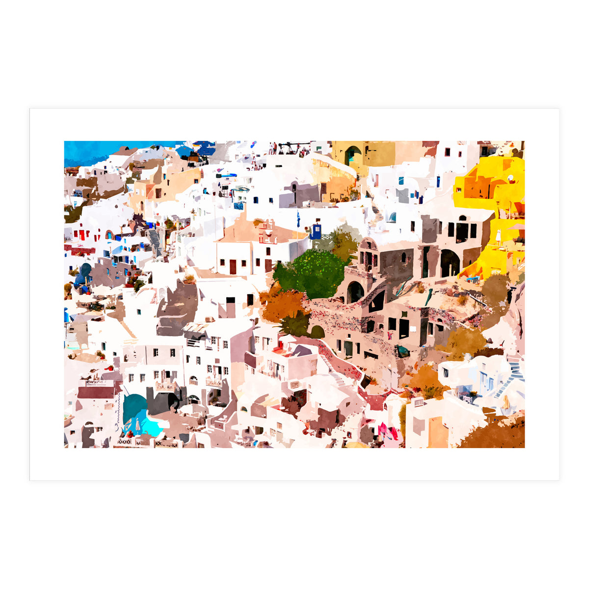 Travel Far Enough, You Meet Yourself Illustration, Spain Citiscape Architecture Painting, Buildings (Print Only)