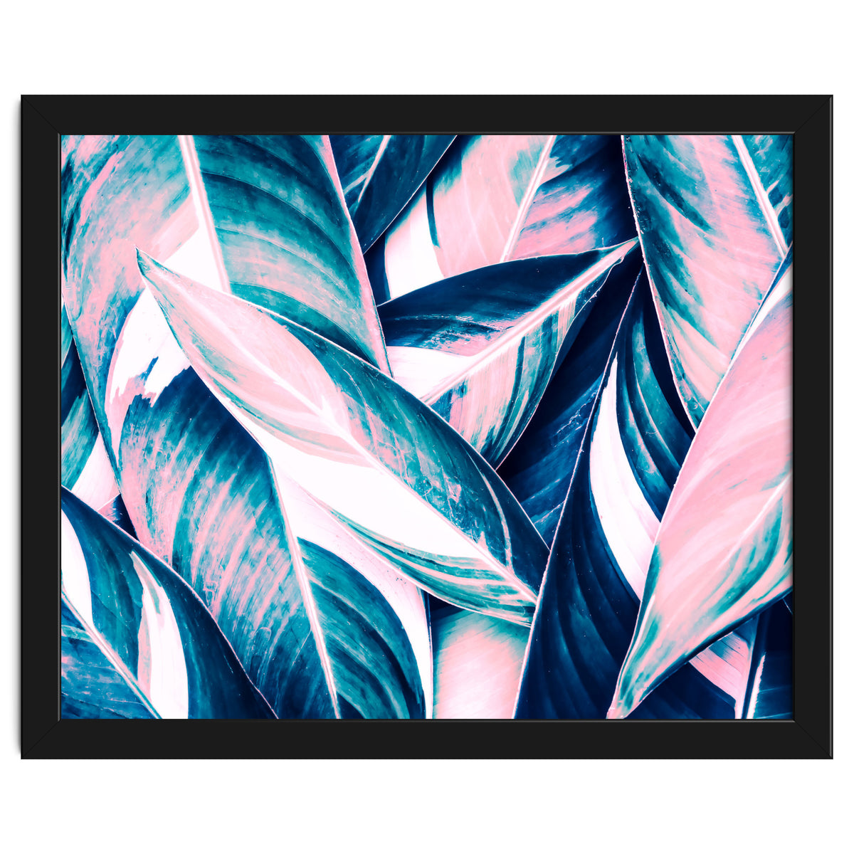 Botanical leaf pink and blue