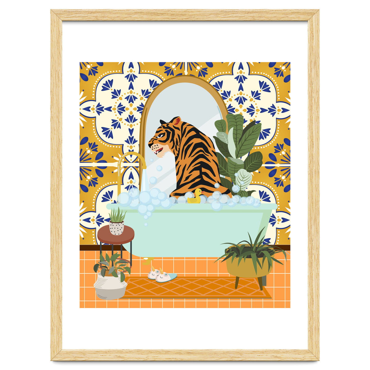 Tiger Bathing in Moroccan Style Bathroom