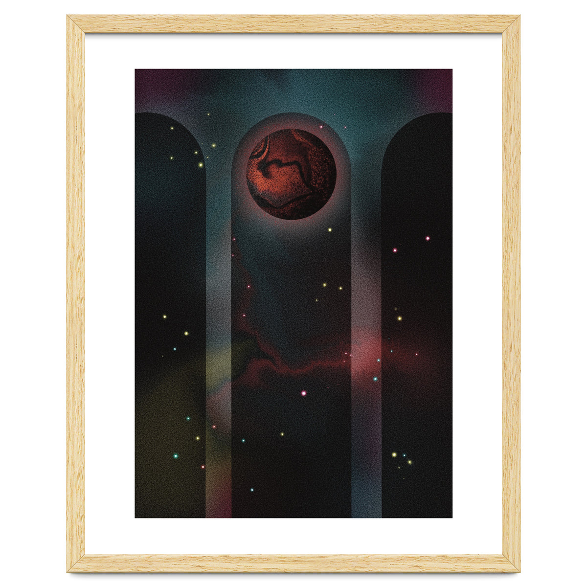 Space Temple with red planet