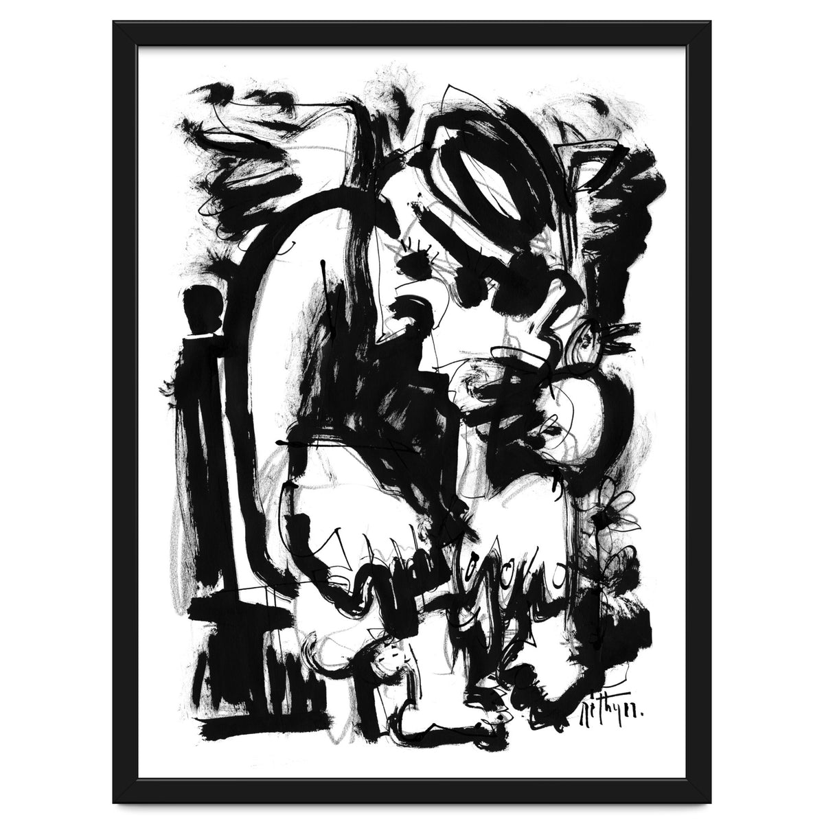 Saint With Bird - b&w