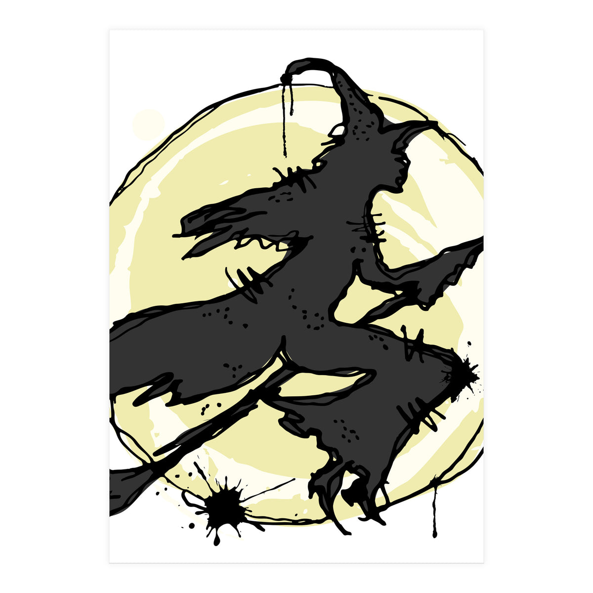 Witch on her broom sketch (Print Only)