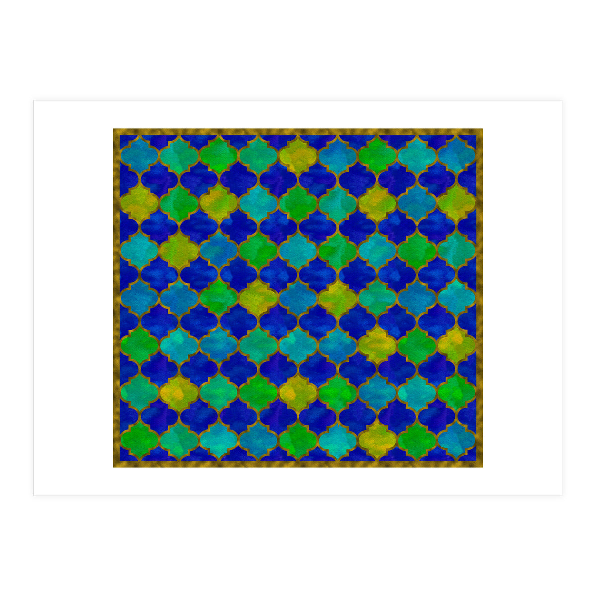 Ocean Breeze - Watercolor Moroccan Lattice (Print Only)