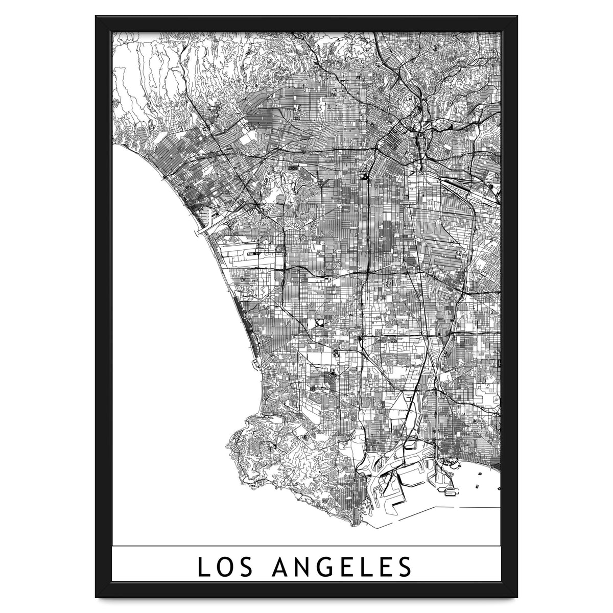 Los Angeles White Map