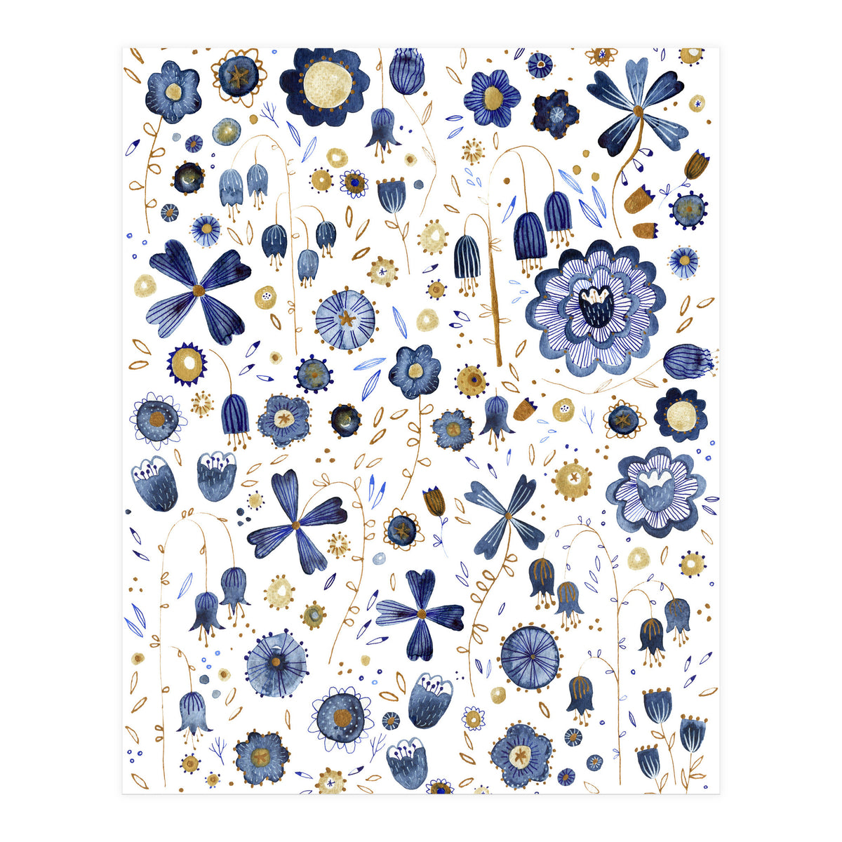 Indigo Flower Mashup (Print Only)