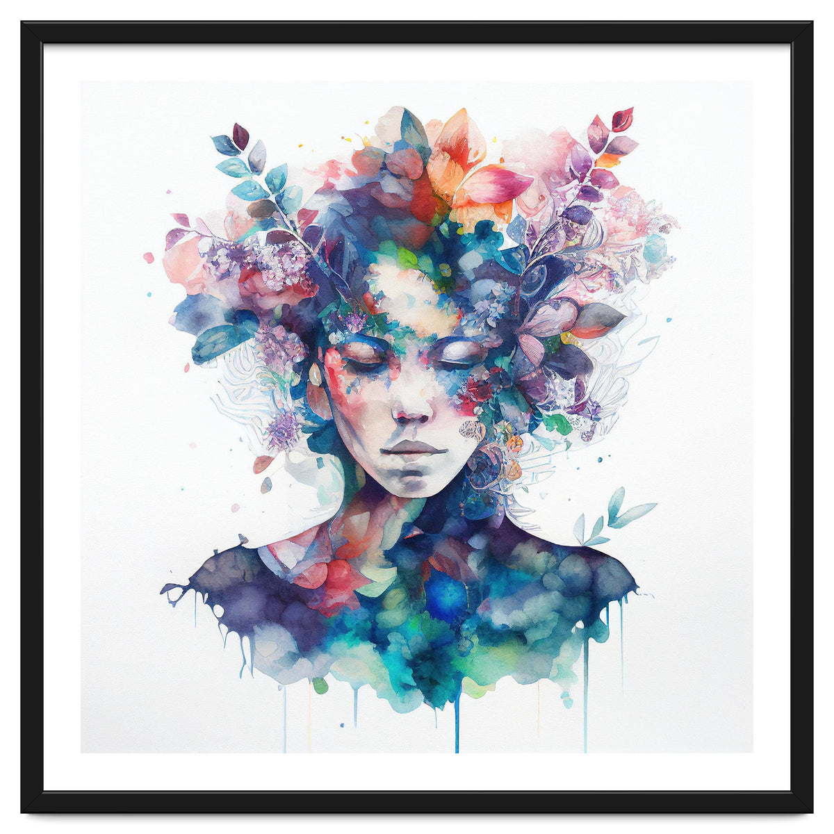 Watercolor Tropical Woman #16