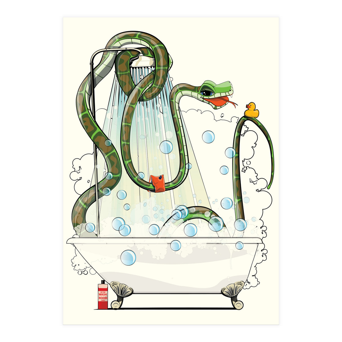 Snake in the Bath, Funny Bathroom Humour (Print Only)