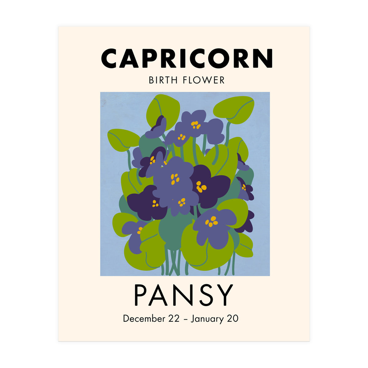 Capricorn Birth Flower Pansy (Print Only)