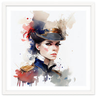 Watercolor Napoleonic Soldier Woman #1