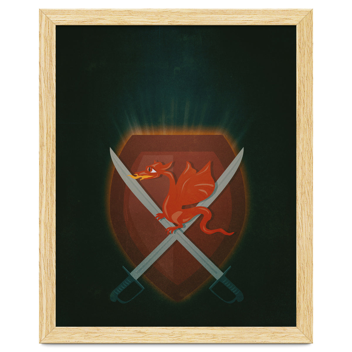 Heraldic dragon and cutlasses