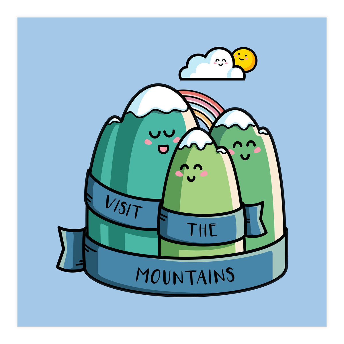 Kawaii Cute Visit the mountains (Print Only)