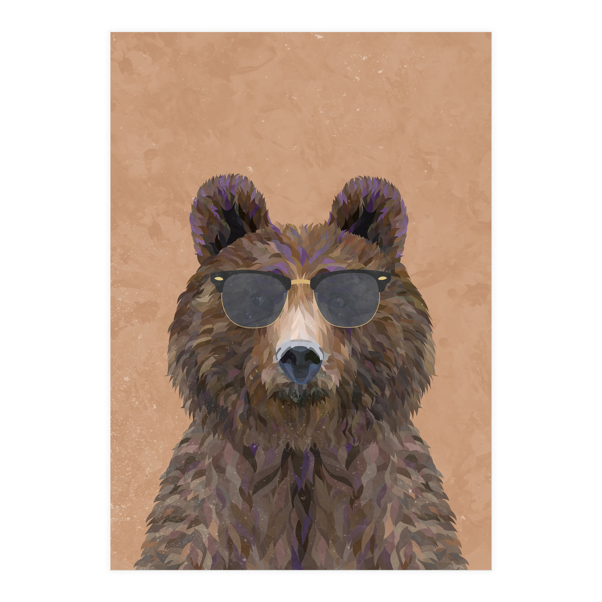 Cool Bear Wearing Sunglasses Portrait (Print Only)