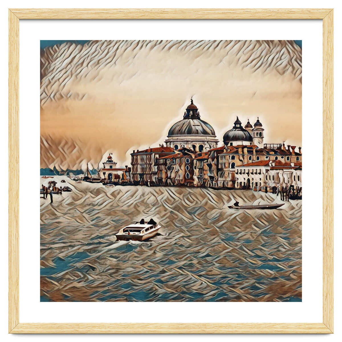 Boat In Venice San Mark`s Basilica Italian Tour Vintage