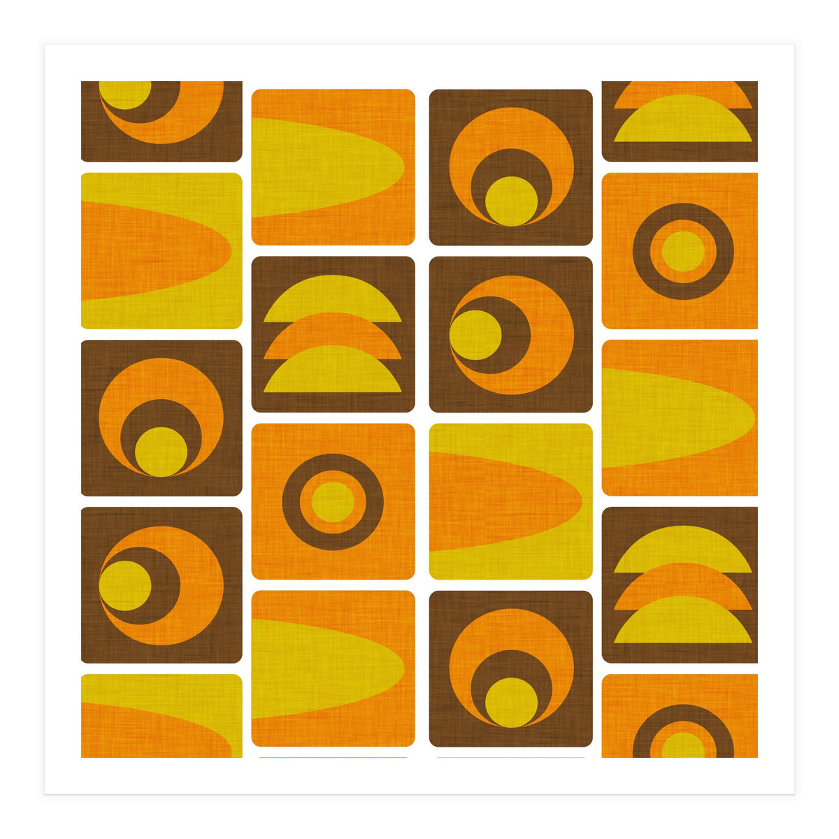 70s Cube Geo Brown  (Print Only)