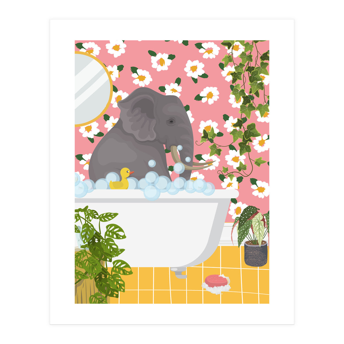 Elephant Bathing (Print Only)
