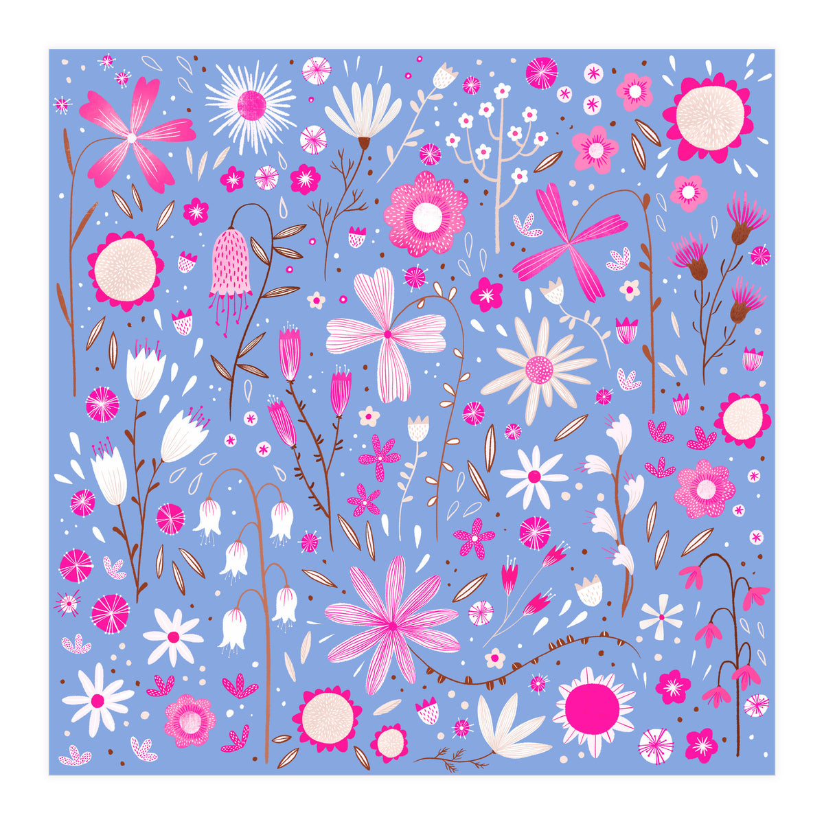 Fresh Flowers Blue (Print Only)