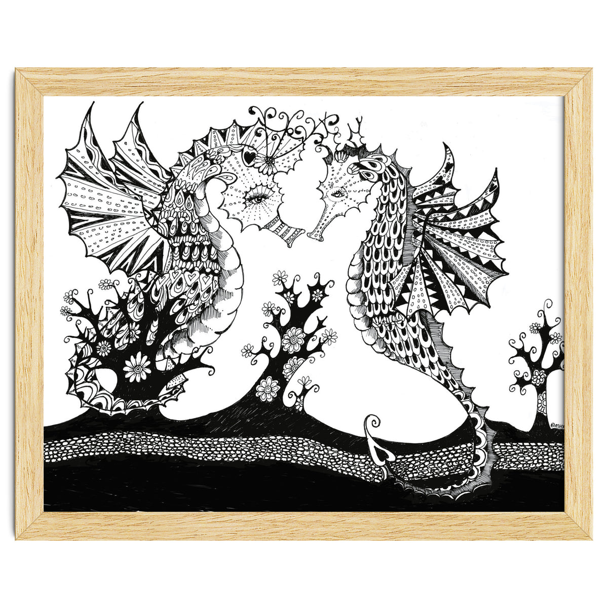 Seahorse Dragons Love Illustration