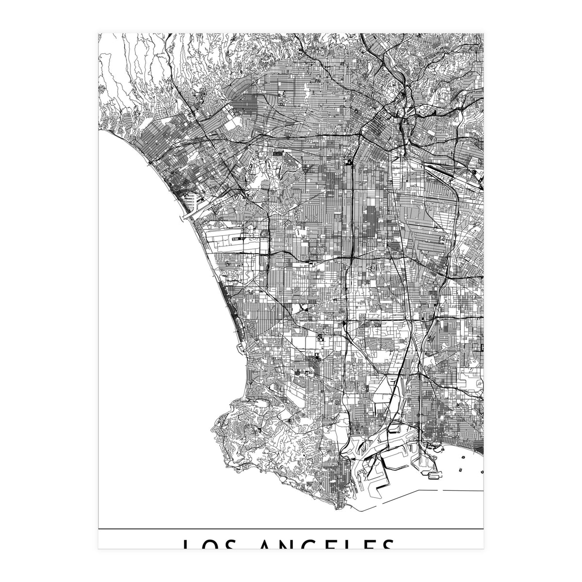 Los Angeles White Map (Print Only)