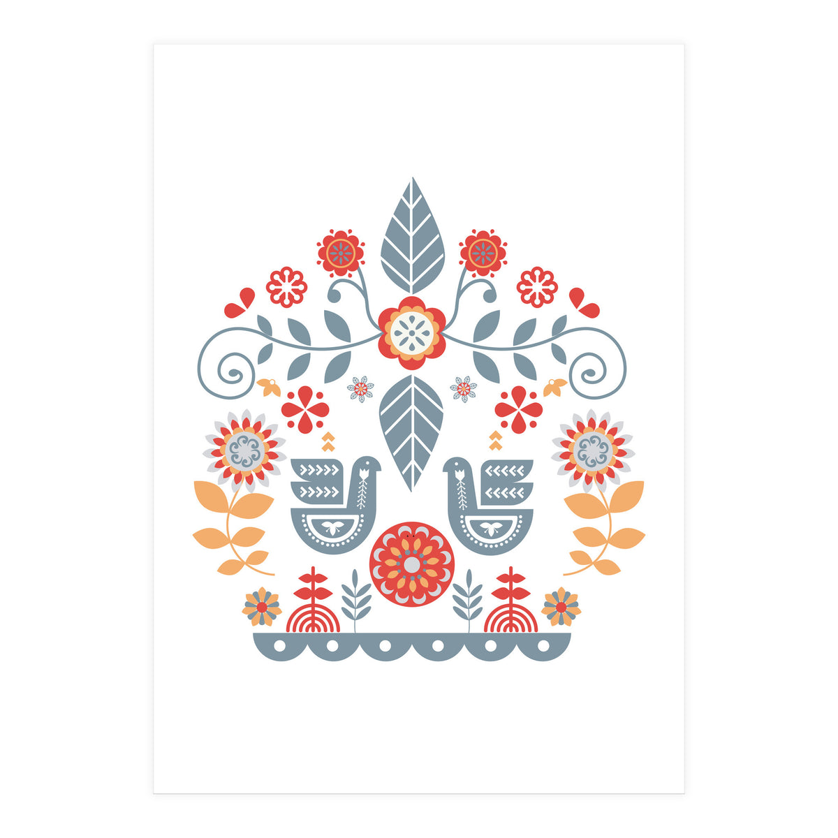 Scandinavian Folk Art Pattern (Print Only)