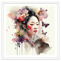 Watercolor Floral Asian Woman #2